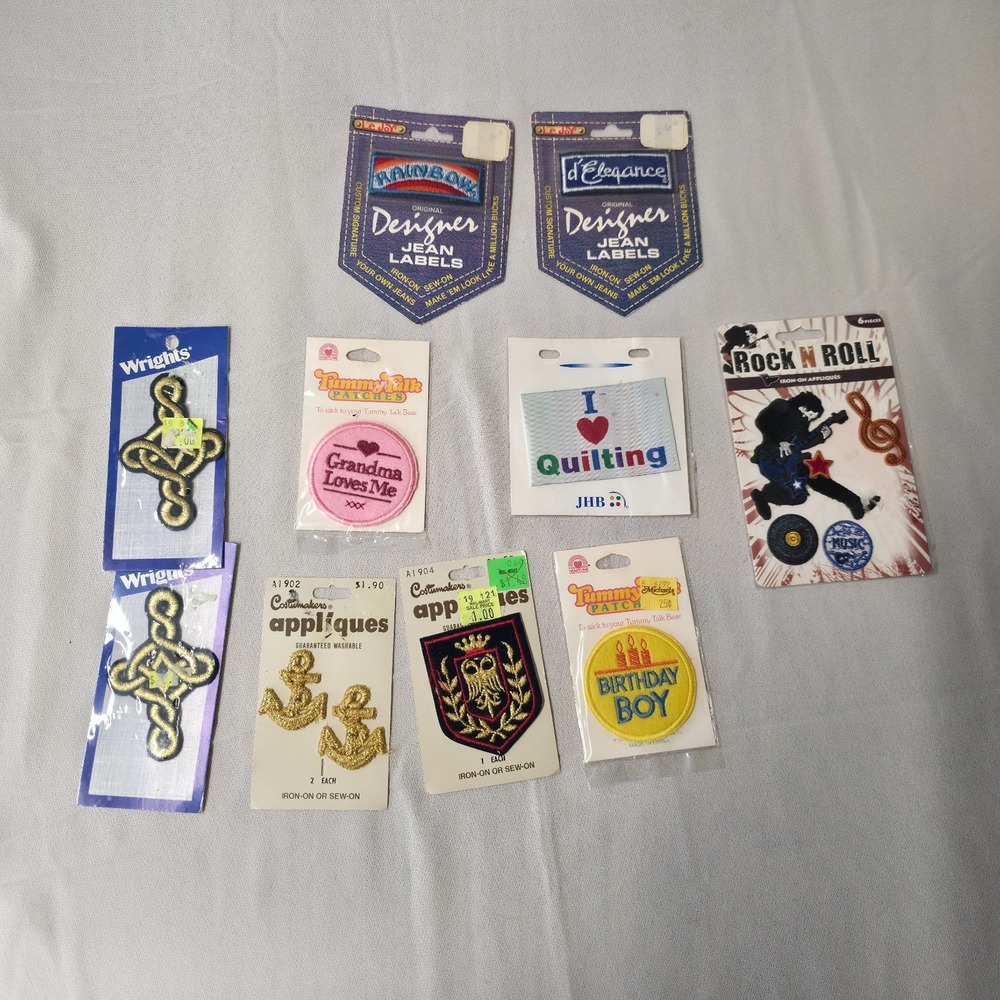 Lot of 10 Vintage Iron On & Sew On Appliques & Patches